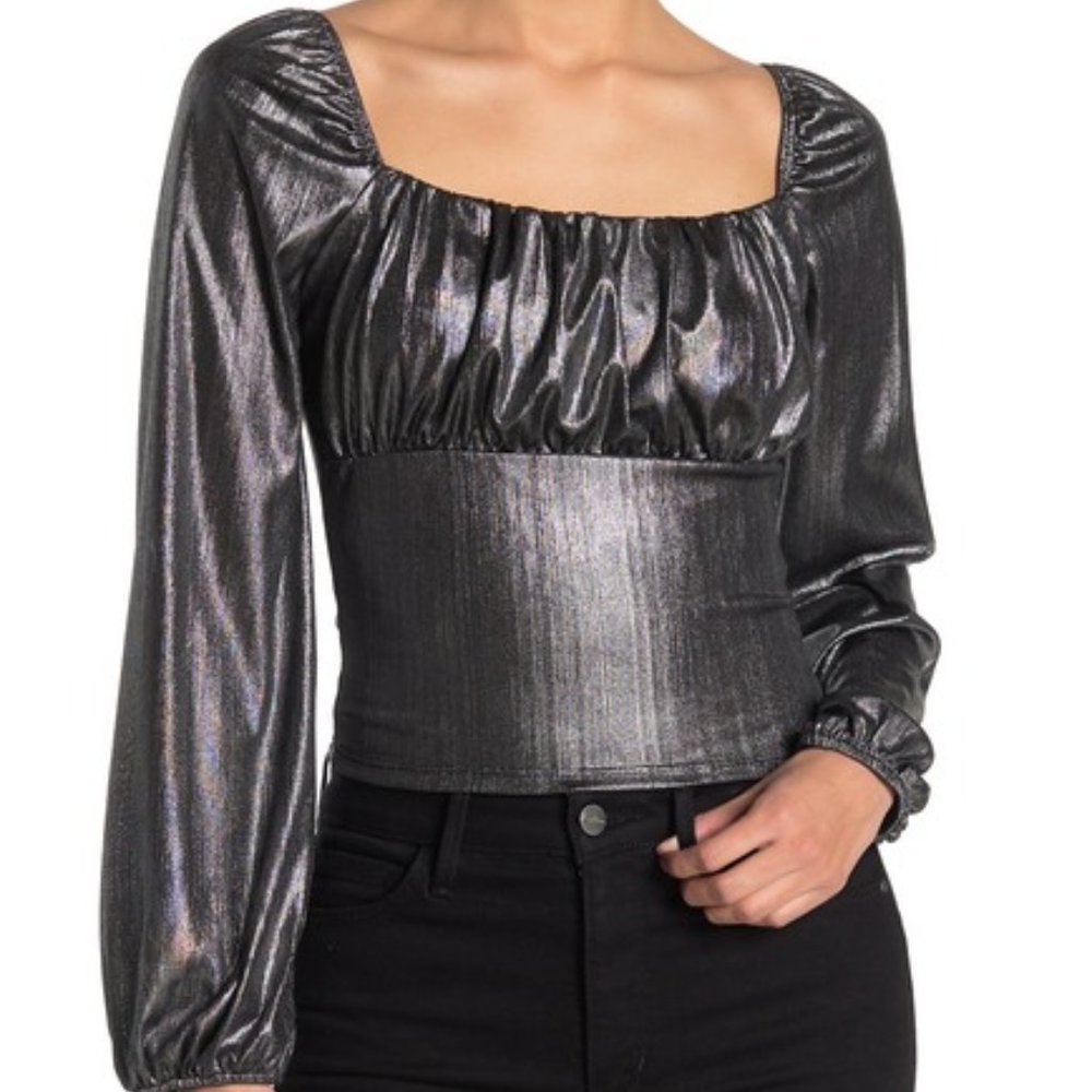 Free Press - Metallic Long Sleeve Crop Top